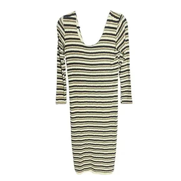 Anthropologie Dolan Left Coast Midi Priva Dress Sz M Striped Scoop Neck Stretch - Picture 2 of 9
